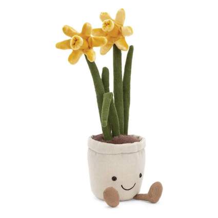Plush pot with daffodils