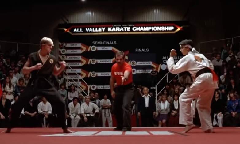 Ralph Macchio and William Zabka in Karate Kid