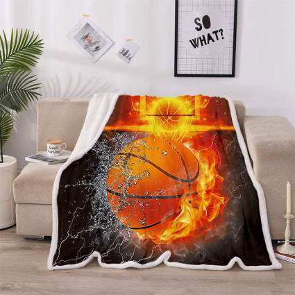 basketball sherpa throw blanket