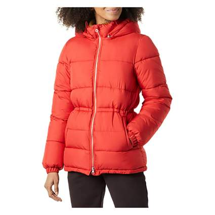 red women's puffer jacket