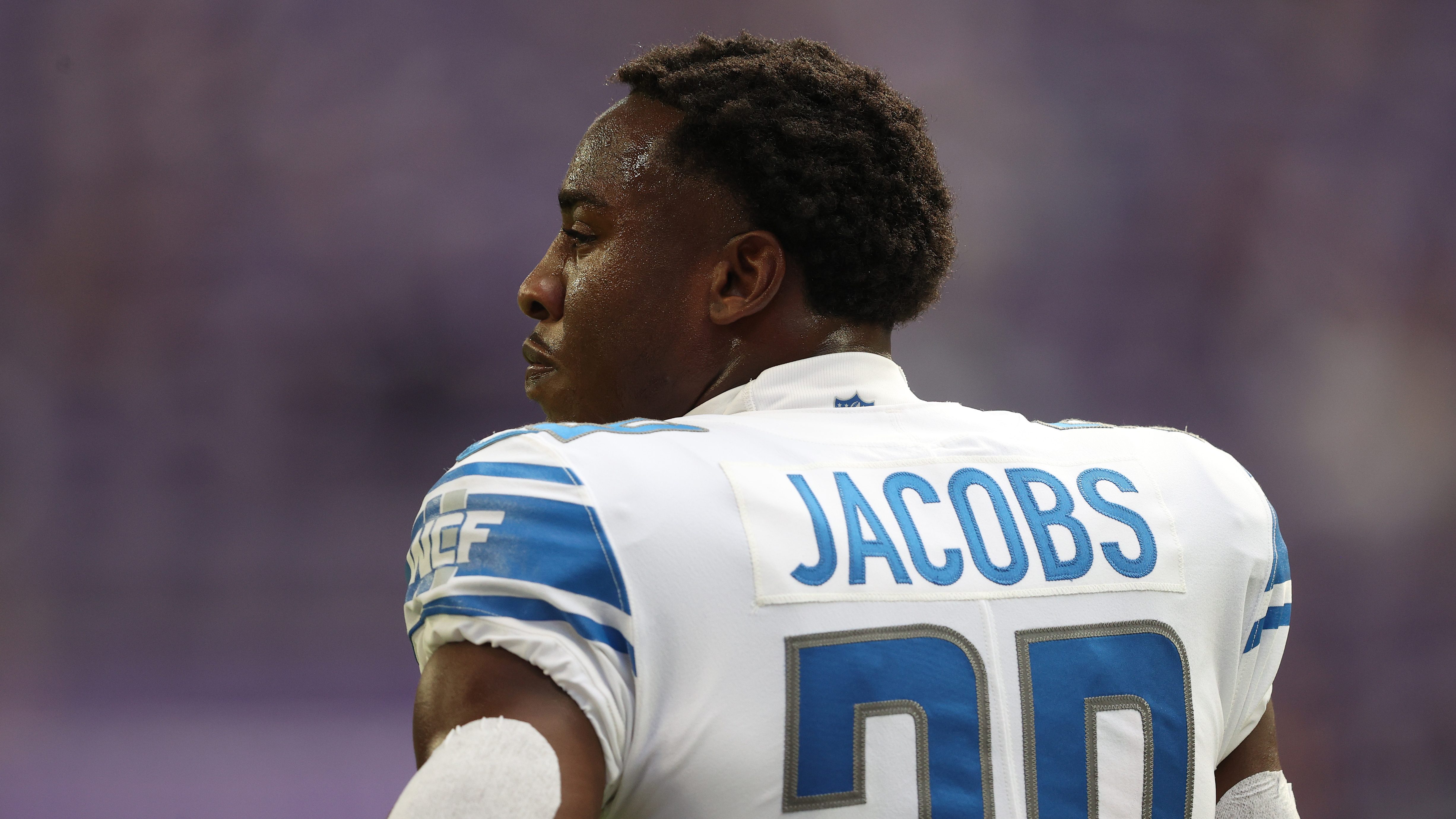 Detroit Lions cornerback Jerry Jacobs walks off the field after