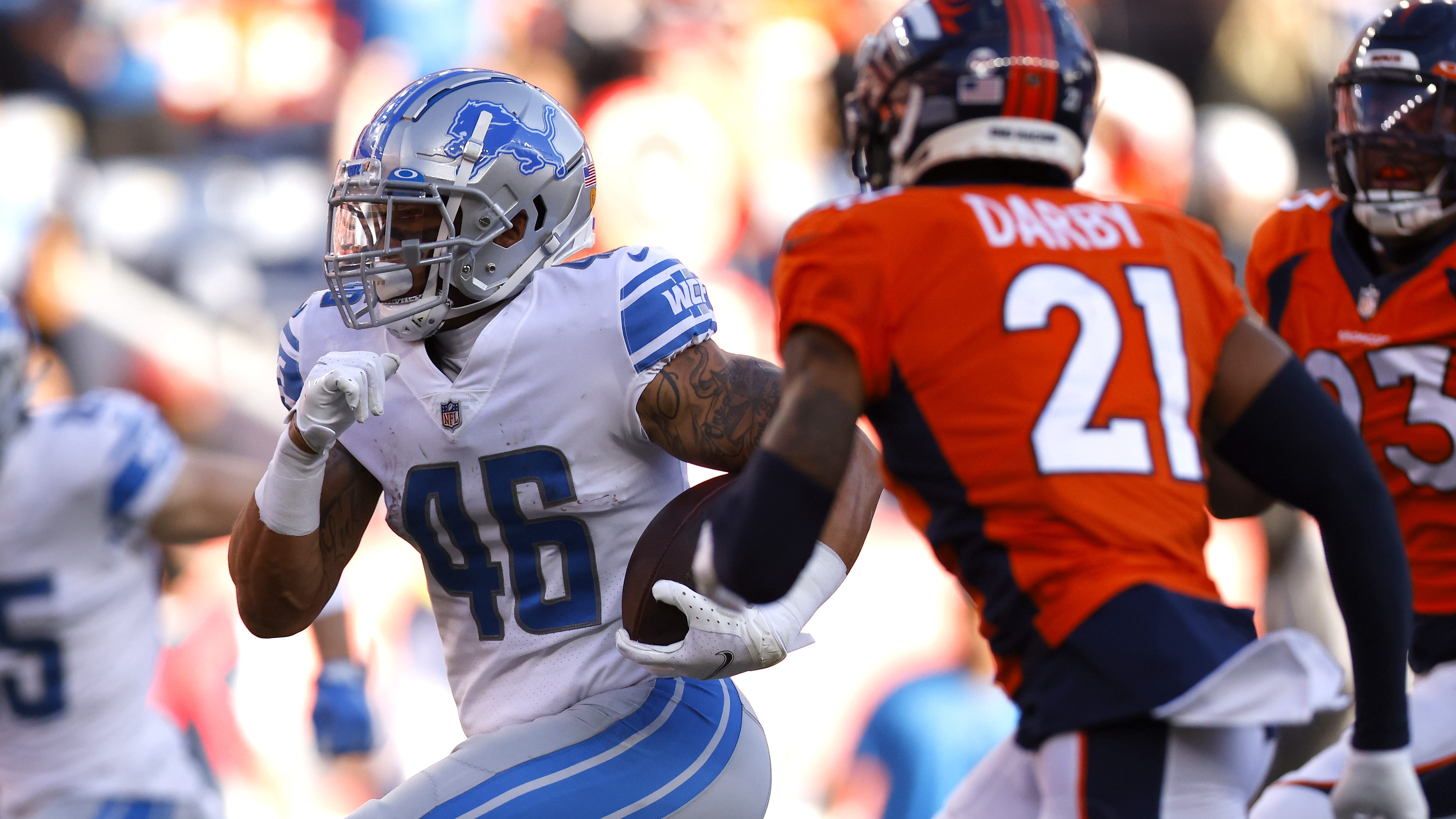 Detroit Lions running back Craig Reynolds (13) looks on against