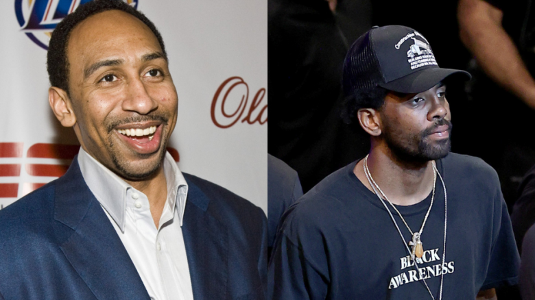 ESPN's Stephen A. Smith (left) and Nets star Kyrie Irving (right)