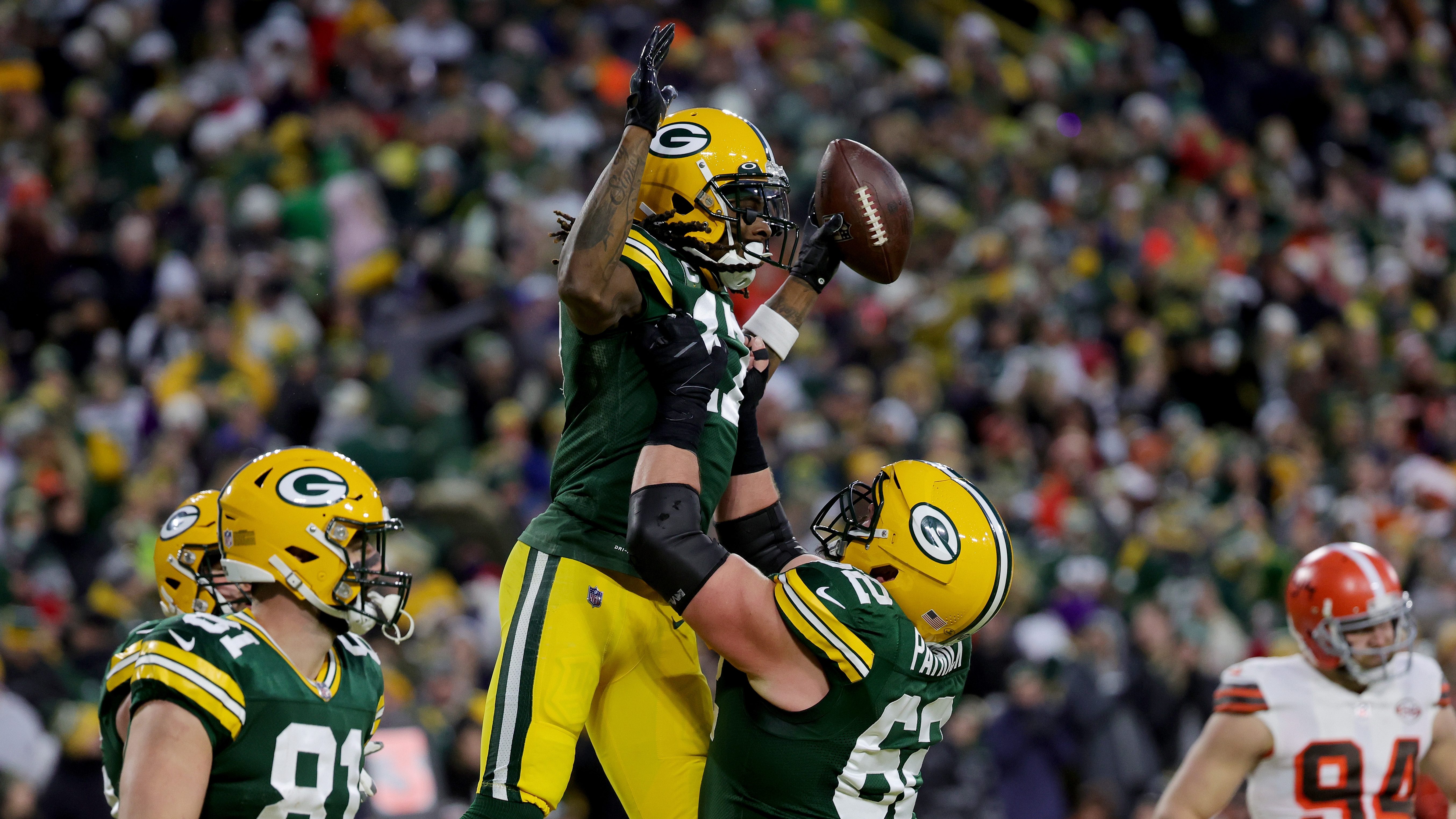 Green Bay Packers offensive guard Lucas Patrick (62) during