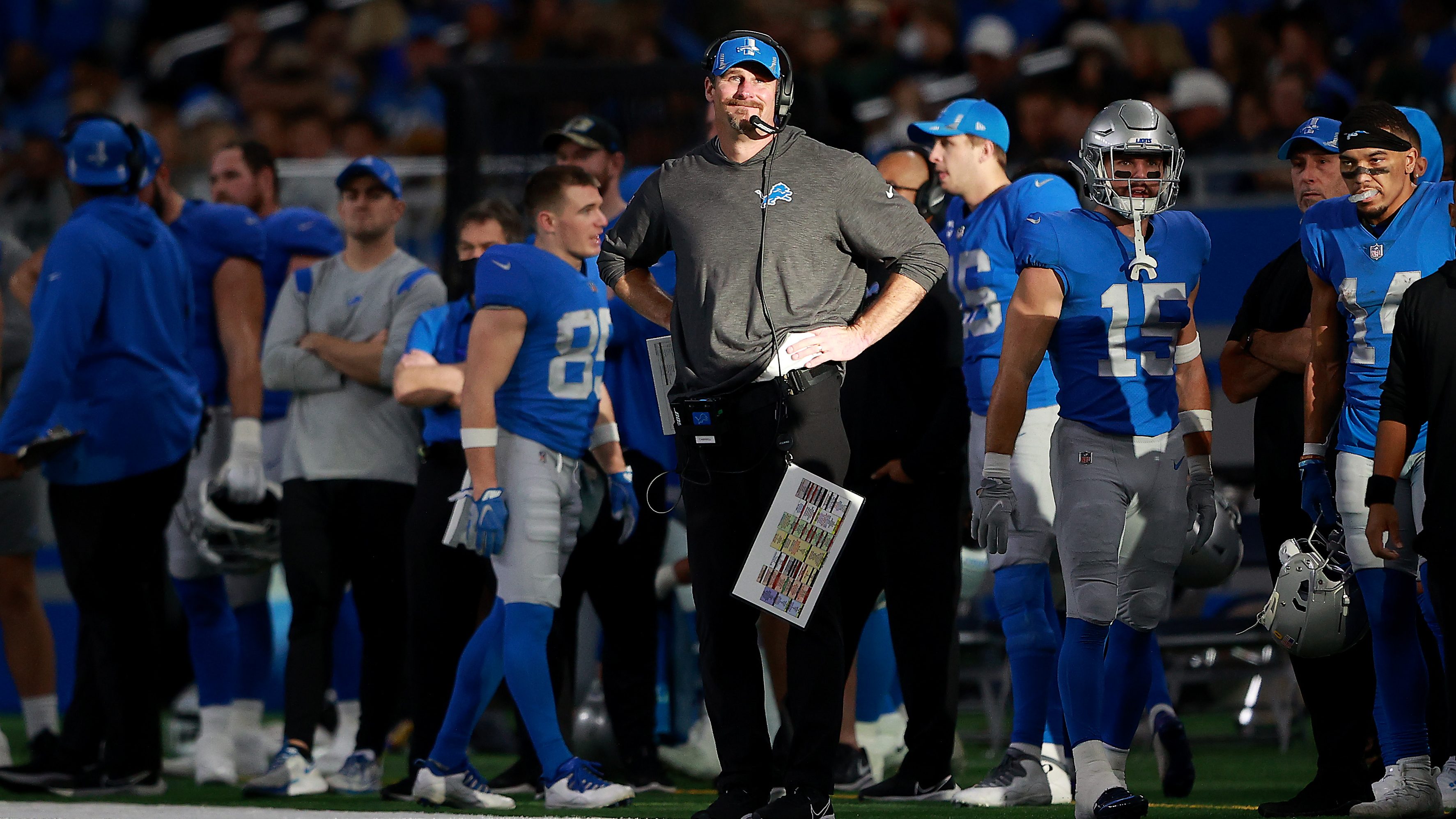 VIDEO: Lions HC Dan Campbell locker room celebration speech vs. Giants -  Pride Of Detroit