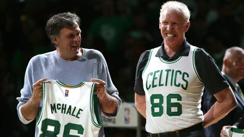 Kevin McHale, left, and Bill Walton of the Celtics
