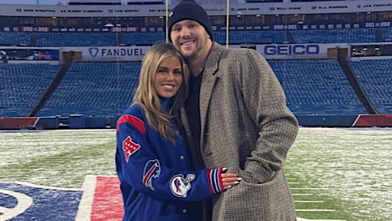 Josh Allen's girlfriend, Brittany Williams, celebrates Bills