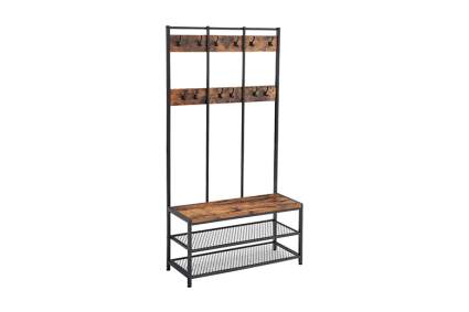 VASAGLE Large Coat Rack Stand and Shoe Bench