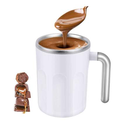 White mug with hot cocoa