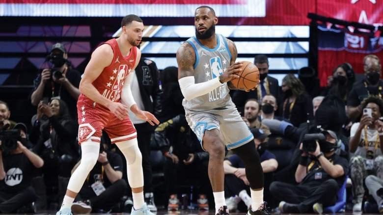 Zach LaVine and LeBron James during the 2022 All-Star Game.