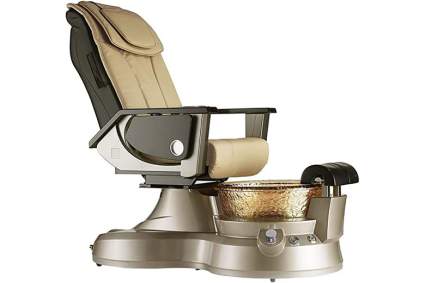 J&A Lenos gold pedicure chair with gold glass basin