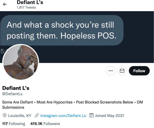 Defiant L's Twitter