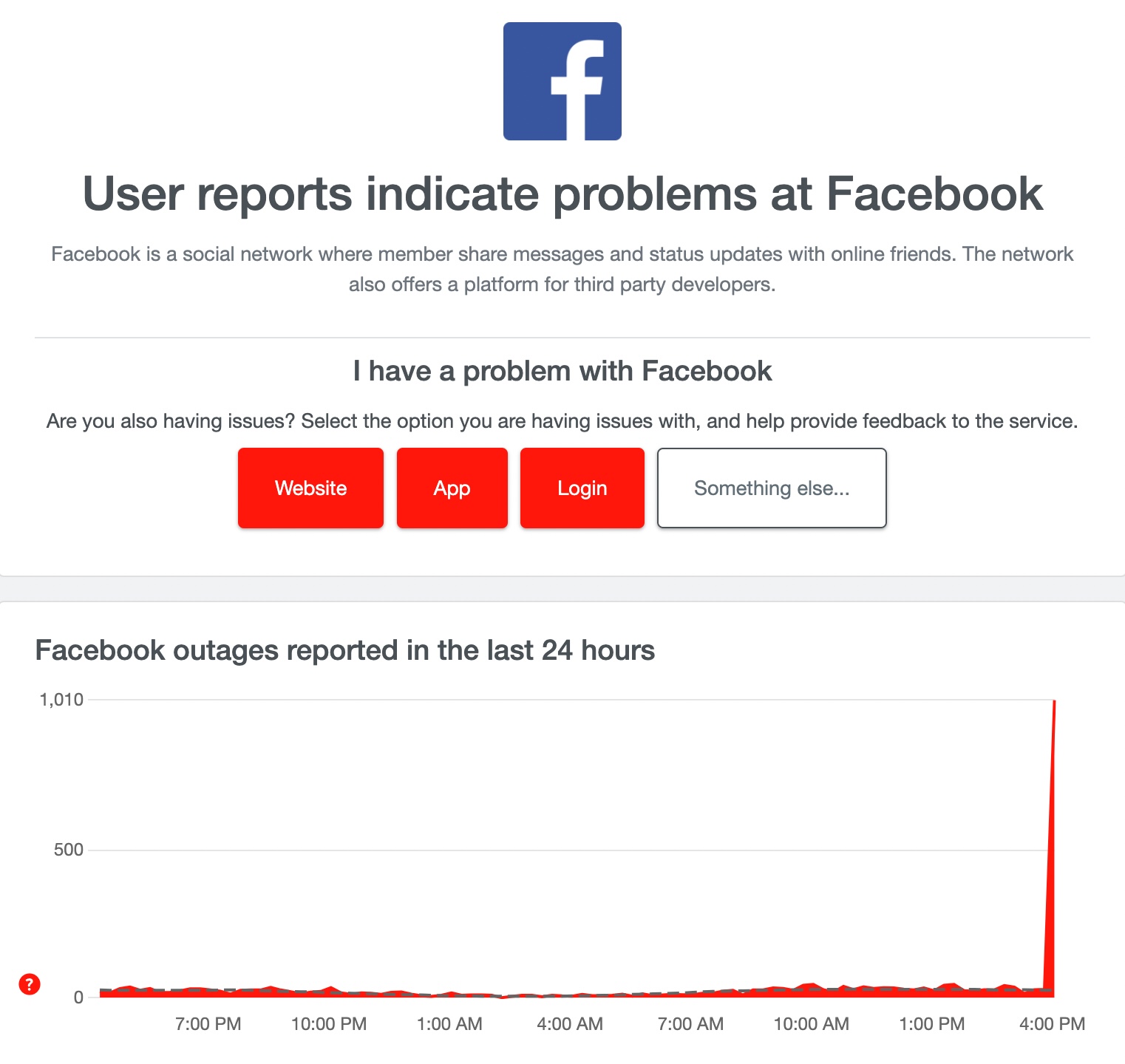 facebook report error