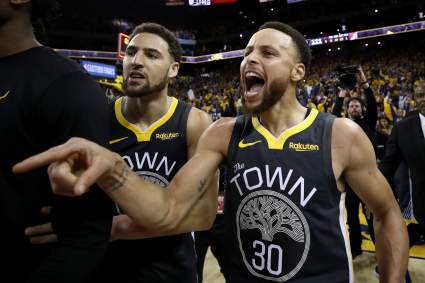 Steph Curry’s Emphatic Reaction to Vintage Klay Thompson Performance