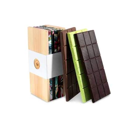 Chocolate bars with a wooden box