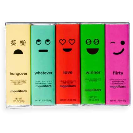 Colorful chocolate bars with faces