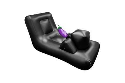Black inflatable adult lounger with eggplant censor