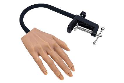 Silicone hand with black clamp stand