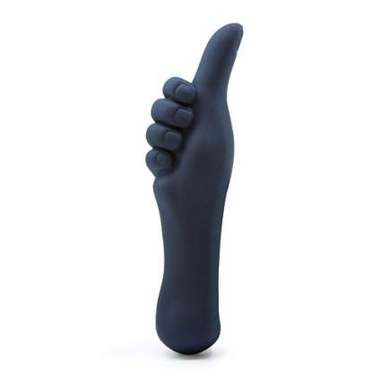 Dark blue silicone hand vibe with large thumb