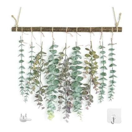 Hanging faux eucalyptus