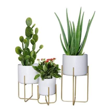 Floor Standing Planters with Metal Stand