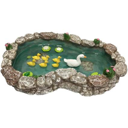 resin duck pond with mini ducks