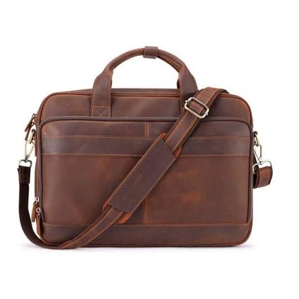 ack&Chris Leather Briefcase for Men