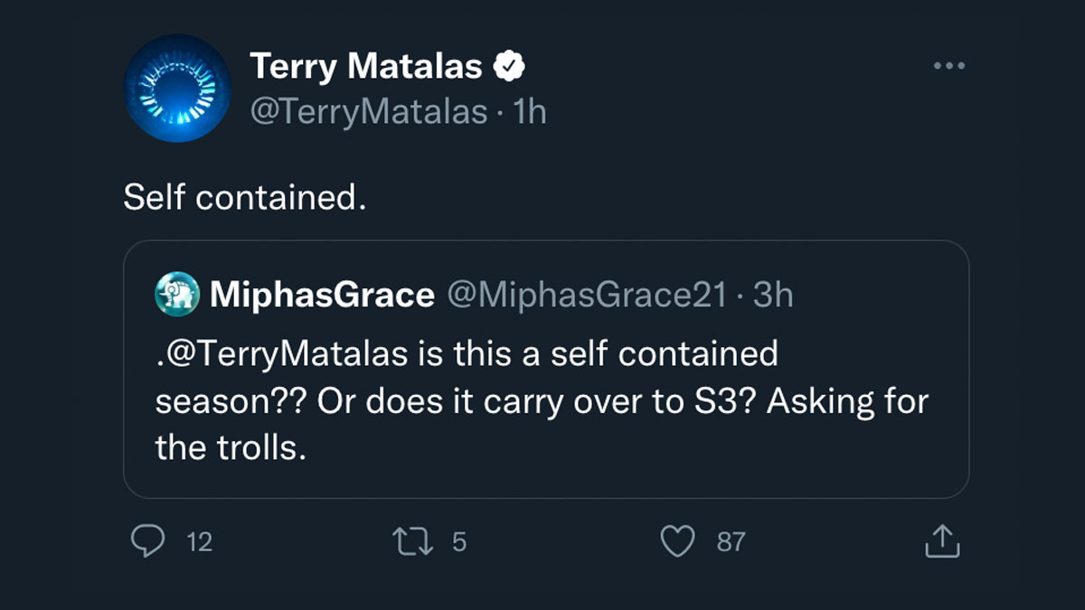 A Tweet from Terry Matalas