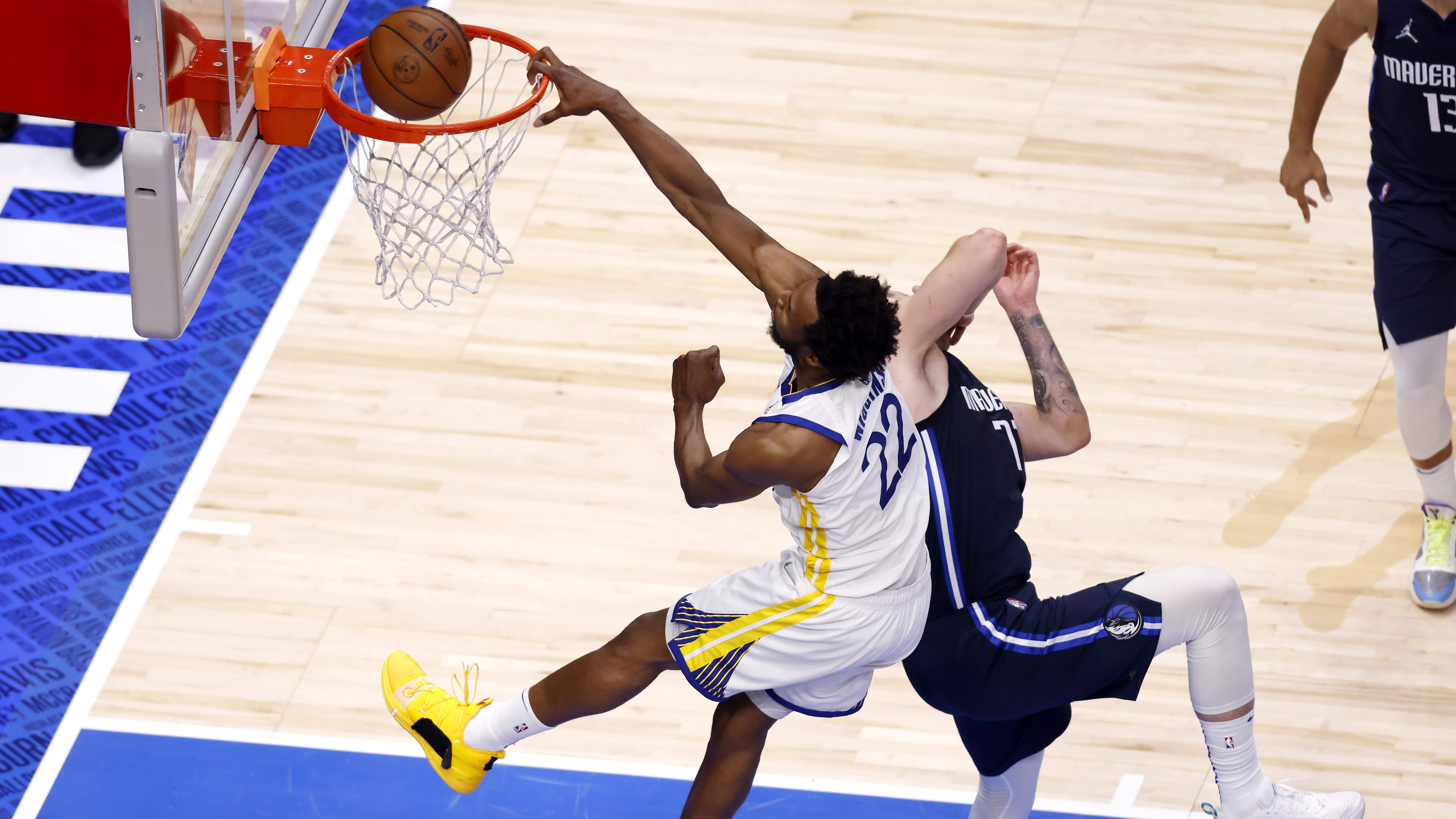 andrew wiggins dunking on luka