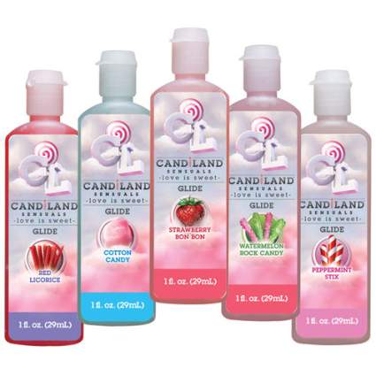 Set of CandiLand flavored lube bottles