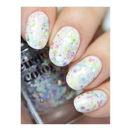 Light pastel glitter nail polish