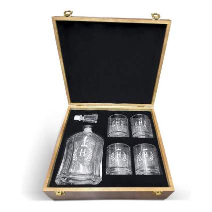 Customized Whiskey Decanter Set with Wood Box