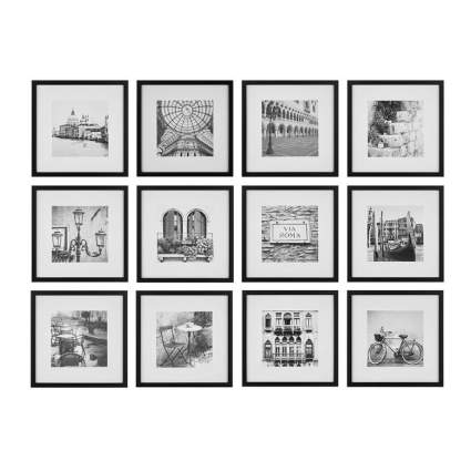 Gallery Perfect 16FW2233 12 Piece Black Square Gallery Wall Frame Set