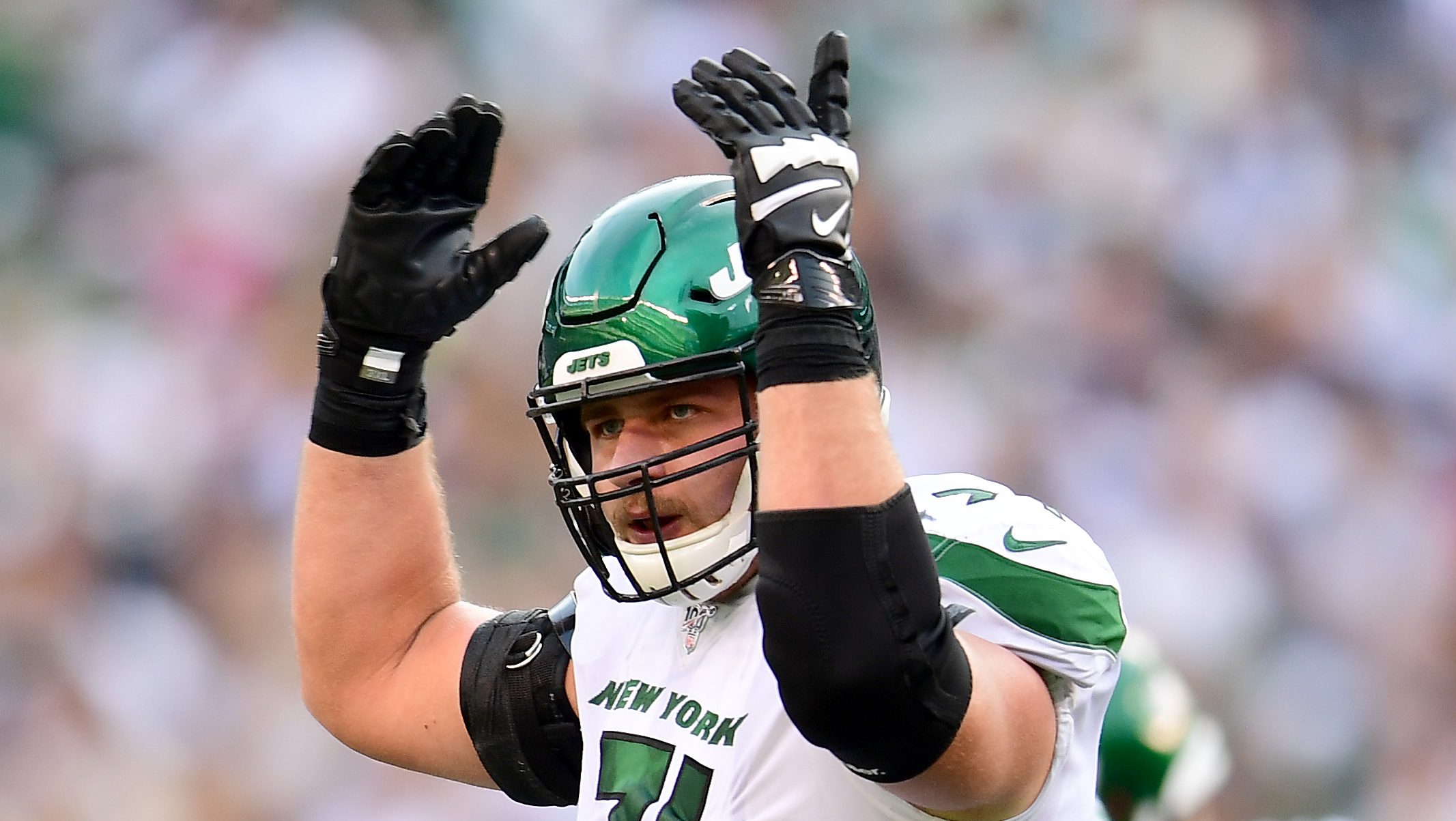 New York Jets offensive lineman Nate Herbig during a game between the  News Photo - Getty Images