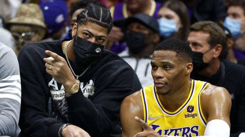 Anthony Davis and Russell Westbrook of the Los Angeles Lakers, one of whom was linked to the Chicago Bulls.
