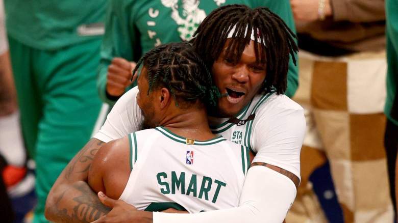 Robert Williams and Marcus Smart of the Boston Celtics.