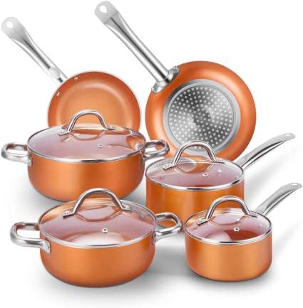 Copper Nonstick Pots and Pans Set