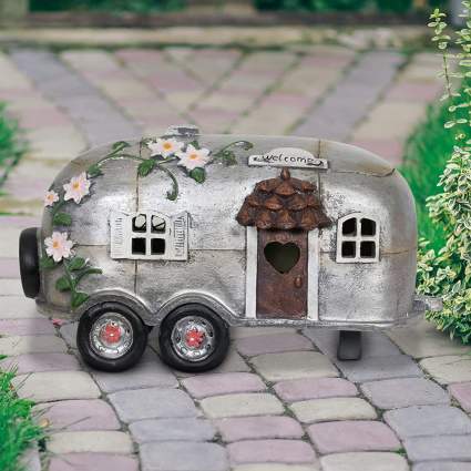 Silver mini camping trailer