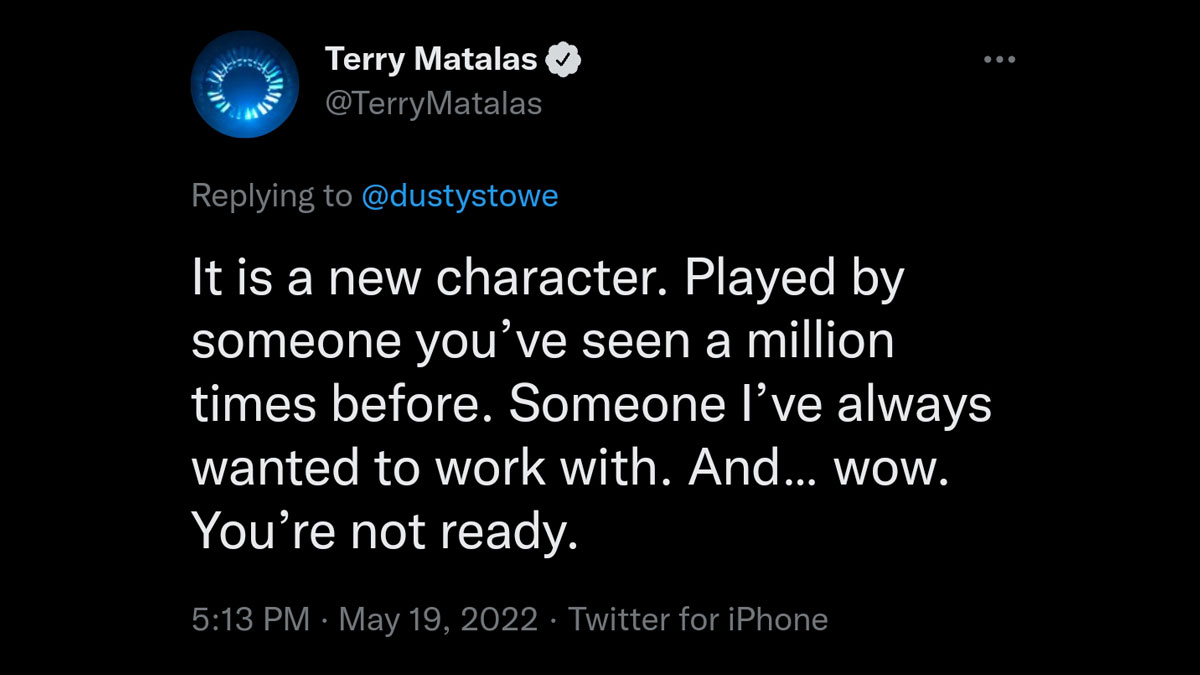 A tweet from Terry Matalas