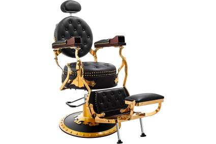 Black and gold vintage barber chair