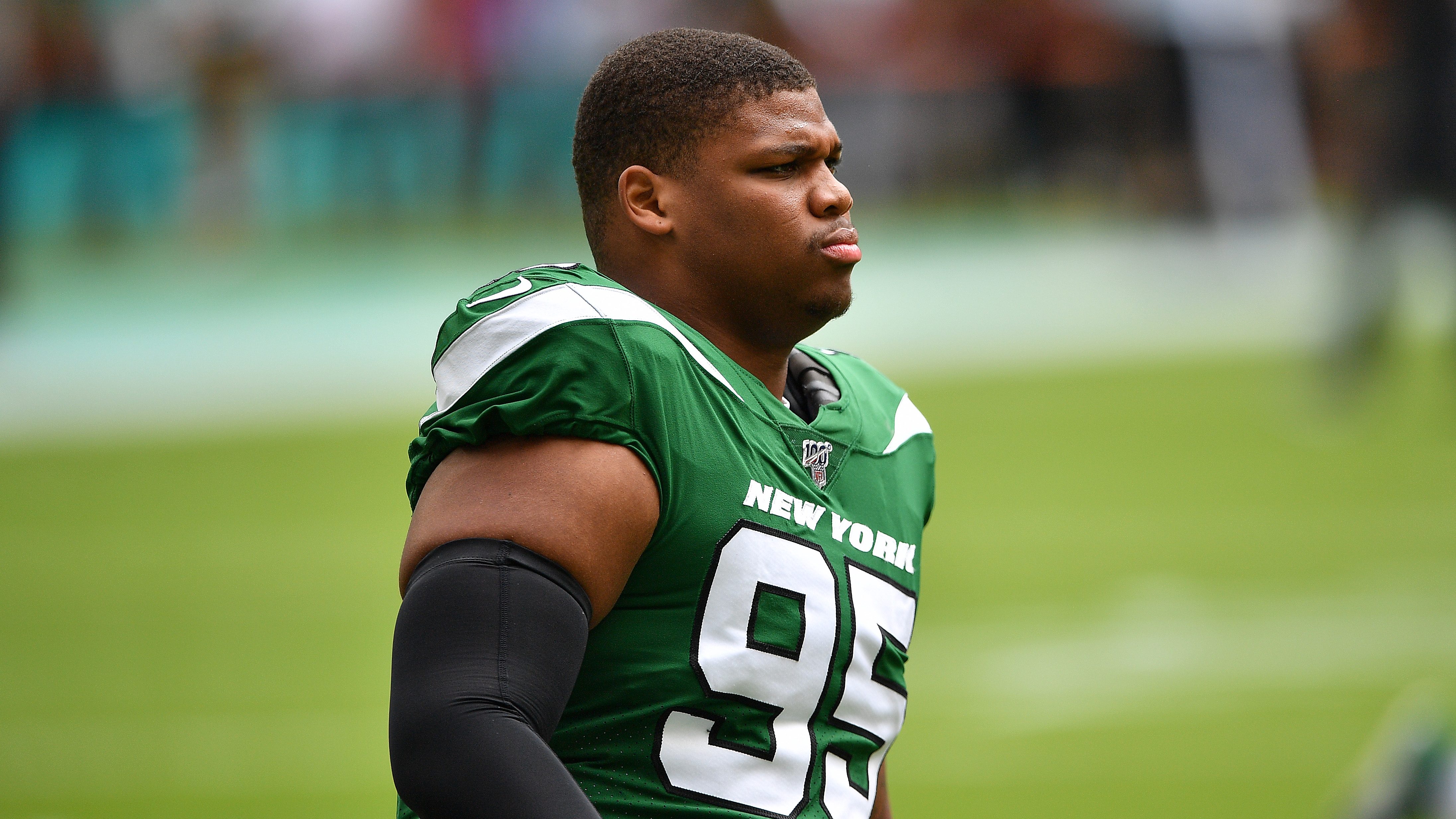 November 04, 2021: New York Jets defensive lineman Quinnen Williams (95)  during NFL football game action between the New York Jets and the  Indianapolis Colts at Lucas Oil Stadium in Indianapolis, Indiana.