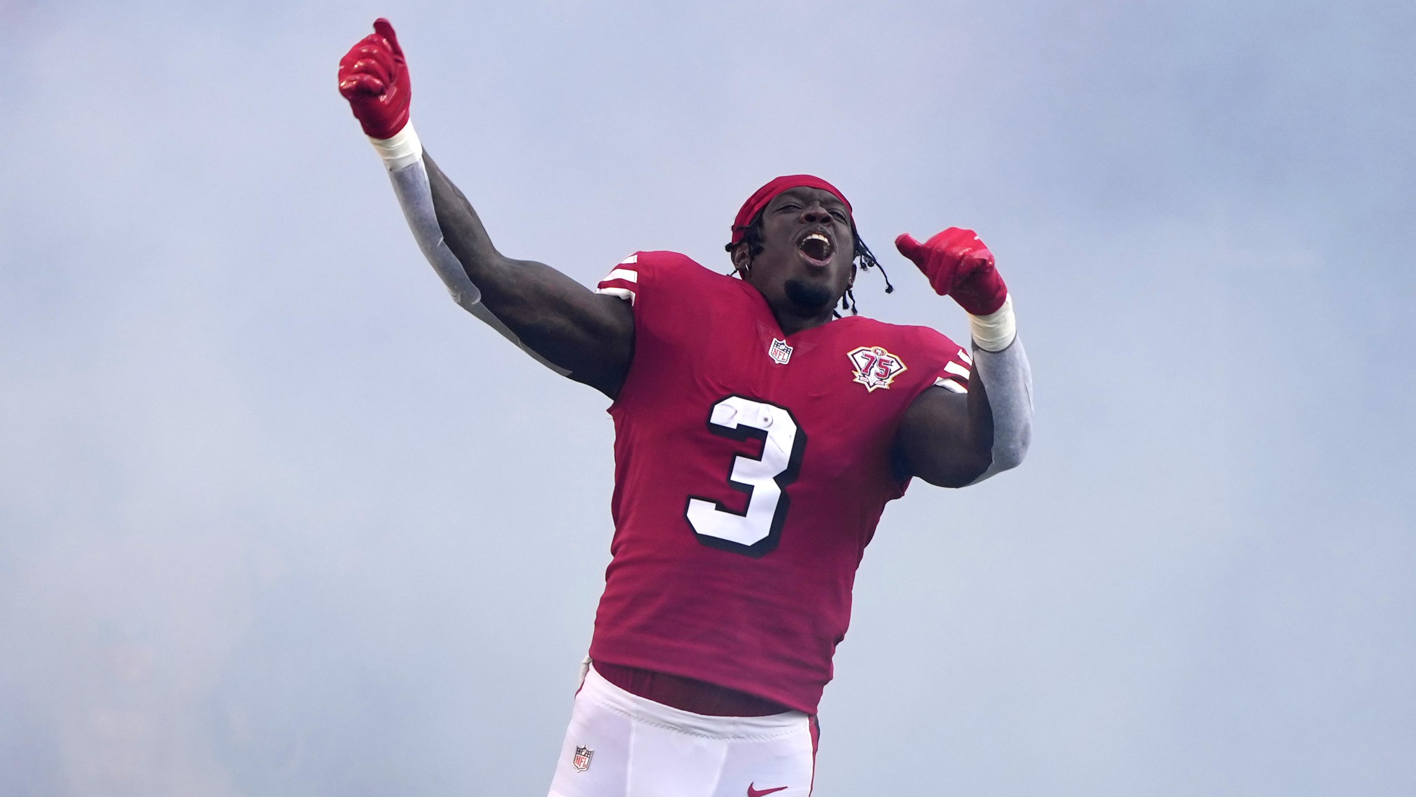 San Francisco 49ers strong safety Jaquiski Tartt (3) warms up