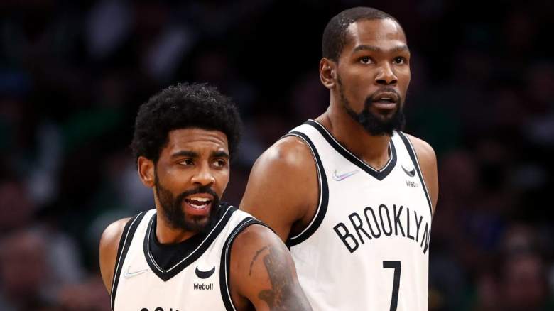 Kyrie Irving and Kevin Durant of the Brooklyn Nets, the latter of whom gets traded to the Boston Celtics in this trade proposal.