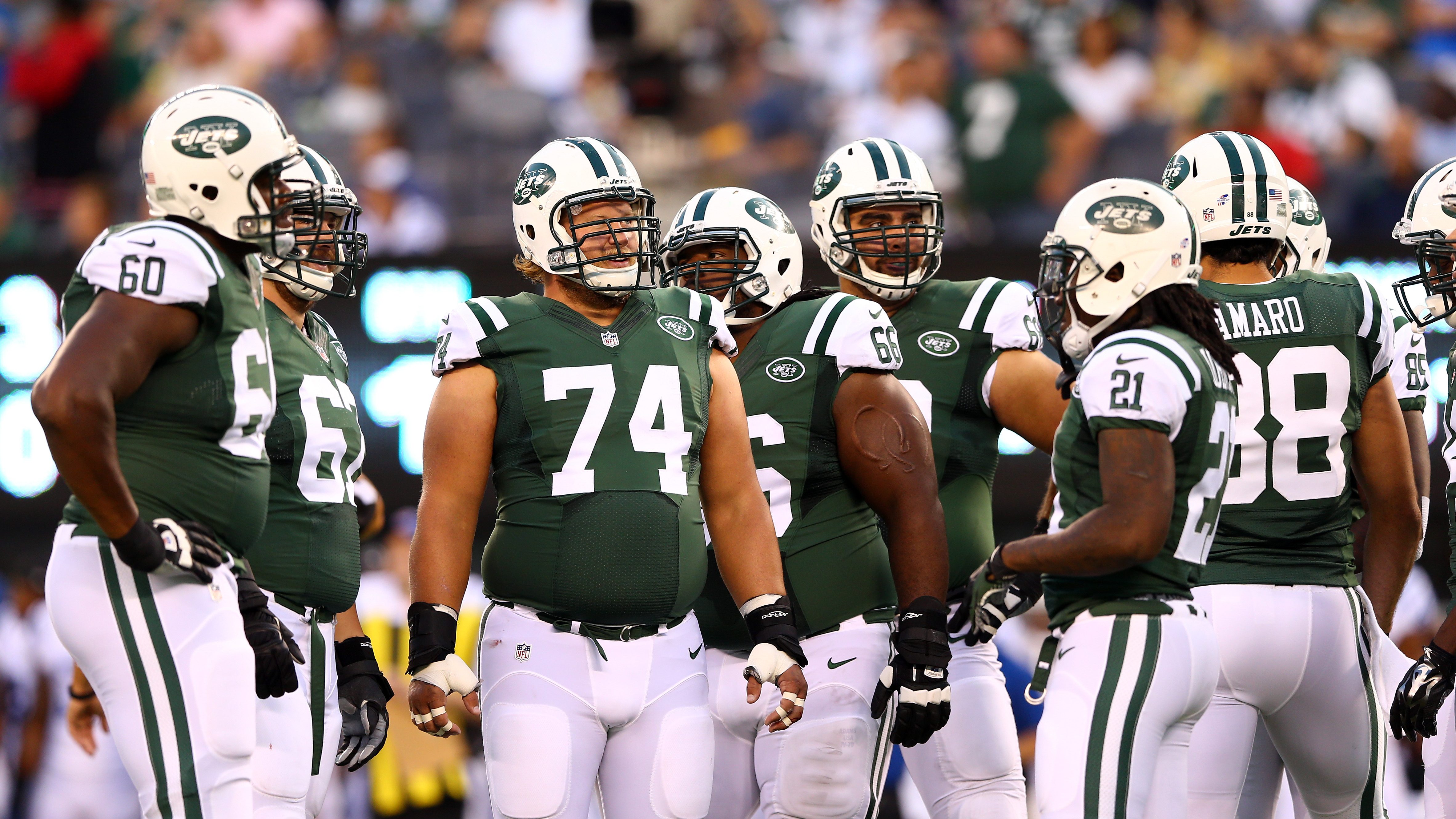 NY Jets' Darrelle Revis, Nick Mangold, D'Brickashaw Ferguson make