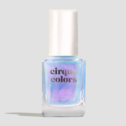 blue and pink iridescent nail polish