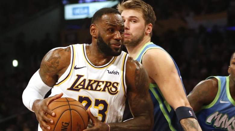 Lakers star LeBron James (left) and Luka Doncic