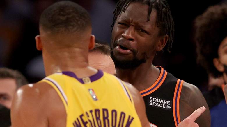 Russell Westbrook, Lakers, at left and the Knicks' Julius Randle