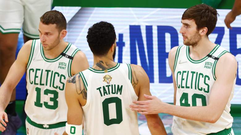 Luke Kornet (right) of the Celtics