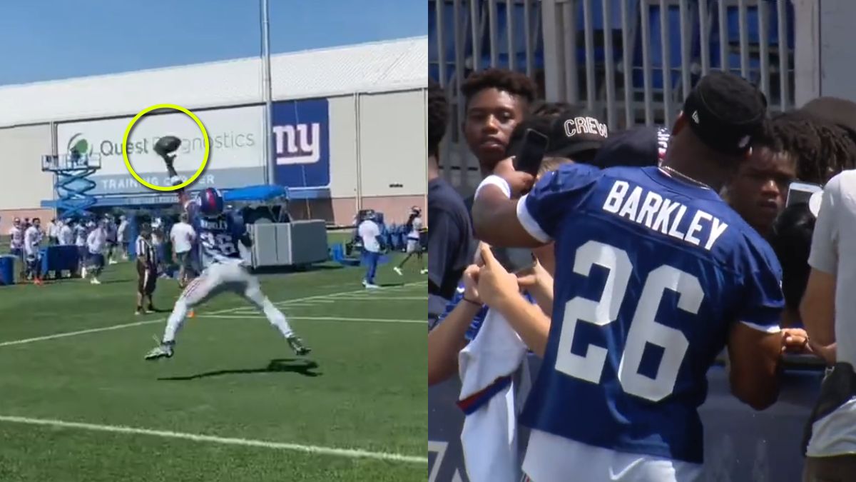 Saquon Barkley Flexes Receiving Skills At Training Camp