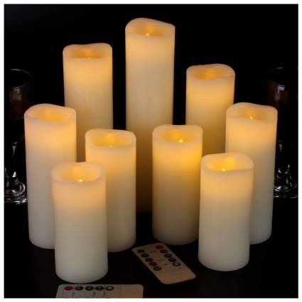 9 pillar flameless candles